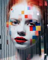 an image of a woman with red hair and colorful makeup generative ai photo