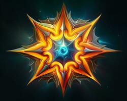 an orange and blue star in the center of a dark background generative ai photo