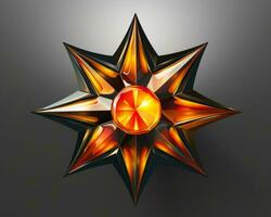 an orange and black star with a diamond in the center generative ai photo