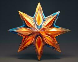 an orange and blue star shaped object on a dark background generative ai photo