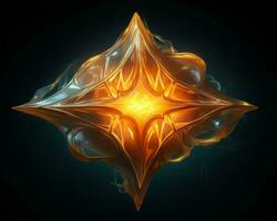 an orange and gold star with flames on it generative ai photo