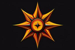 an orange and yellow star on a black background generative ai photo