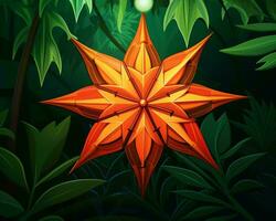 an orange star in the middle of a jungle generative ai photo