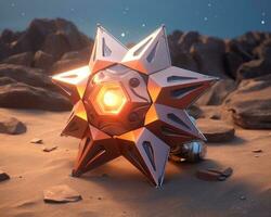 an orange star in the desert with rocks around it generative ai photo