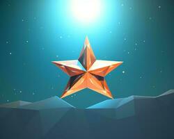 an orange star on top of a mountain with a star in the sky generative ai photo