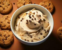 chocolate chip cookie dough ice cream generative ai photo