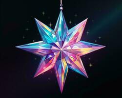 colorful christmas star on a black background generative ai photo