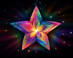 colorful star on a black background with stars in the background generative ai photo