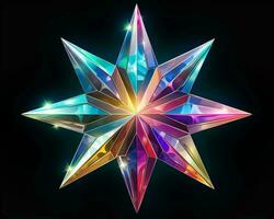 colorful star on black background with sparkles generative ai photo