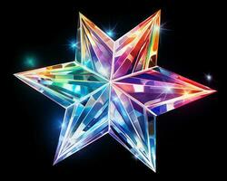 colorful star on black background with sparkles generative ai photo