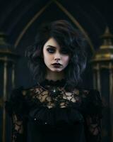 gothic gothic woman with dark makeup and black dress generative ai photo