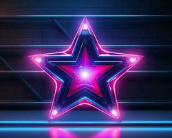 neon sign with a star shape on a dark background generative ai photo