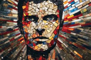 mosaico retrato de david Bowie generativo ai foto