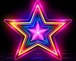 neon star on black background vector illustration generative ai photo