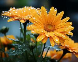 orange flowers with water droplets on them generative ai photo