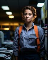 portrait of a young female worker in an office stock photo generative ai