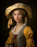 portrait of a young woman in a period costume generative ai photo