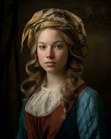 portrait of a young woman in renaissance dress generative ai photo