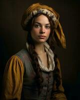 portrait of a young woman in renaissance costume generative ai photo