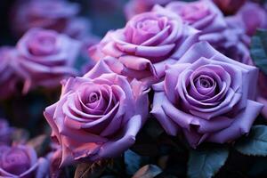 purple roses are shown in this photo generative ai