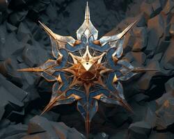 the golden star is surrounded by rocks generative ai photo