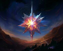 the star is in the middle of the night sky generative ai photo
