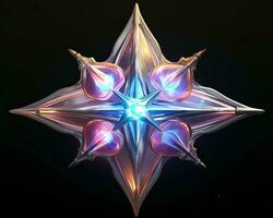 el estrella es hecho de cristales y tiene un brillante ligero en el centrar generativo ai foto