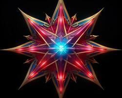 the star is made up of red and blue lights generative ai photo