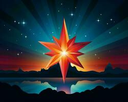 the star of bethlehem in the night sky generative ai photo