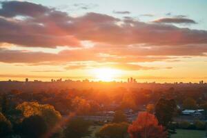 the sun is setting in the sky generative ai photo