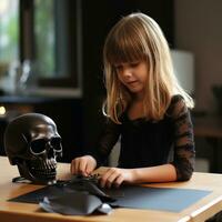 Halloween preparation girl photo