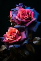 two beautiful roses with water droplets on them generative ai photo