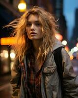 a woman with blonde hair generative ai photo