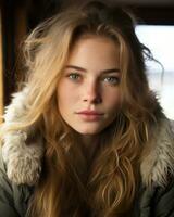 a woman with long hair generative ai photo