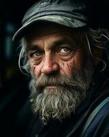 an old man with a beard and a cap generative ai photo