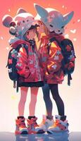 anime couple in winter clothes standing next to each other. generative ai.  28391003 Stock Photo at Vecteezy