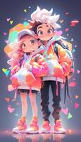 anime couple with backpacks and skateboard on a white background.  generative ai. 28391052 Stock Photo at Vecteezy