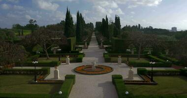 Beautiful green Bahai garden in Acre, Israel video