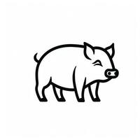 un cerca arriba de un cerdo en un blanco antecedentes con un negro describir. generativo ai. foto
