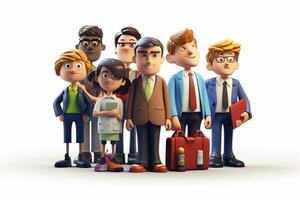arafa grupo de dibujos animados personas en pie en un línea con equipaje. generativo ai. foto