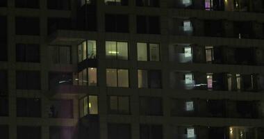 High-rise hotel building at night video