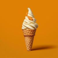 there is a cone with a white cream and orange topping on it. generative ai. photo