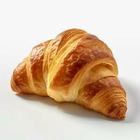 there is a croissant on a white surface with a white background. generative ai. photo
