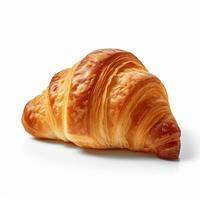 there is a croissant on a white surface with a white background. generative ai. photo