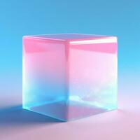 there is a pink and blue cube with a blue background. generative ai. photo