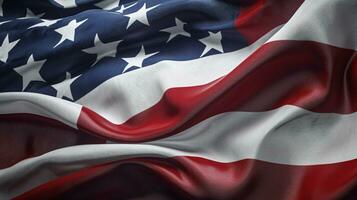 un cerca arriba de un grande americano bandera con un muy grande estrella. generativo ai. foto