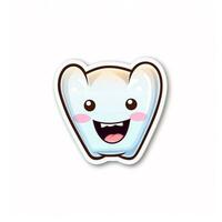 a close up of a tooth sticker with a smiling face. generative ai. photo