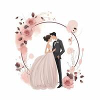 there is a man and woman in a wedding dress standing in a circle. generative ai. photo