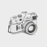 a drawing of a camera with a strap around it. generative ai. photo