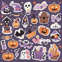 a set of halloween stickers with pumpkins. generative ai. photo